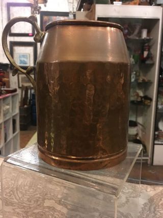 Vintage Copper Hand Hammered Copper And Brass Large Stein