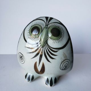 Ken Edwards Mexican Pottery Owl Figurine Handpainted El Palomar Tonala