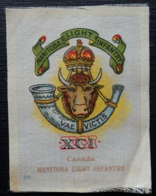 Manitoba Light Infantry Canada Silk Badge Issued In 1913 Scarce