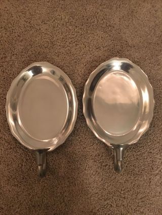 2 Wilton Armetale Pewter Oval Queen Anne Wall Sconce Plate Candle Holder