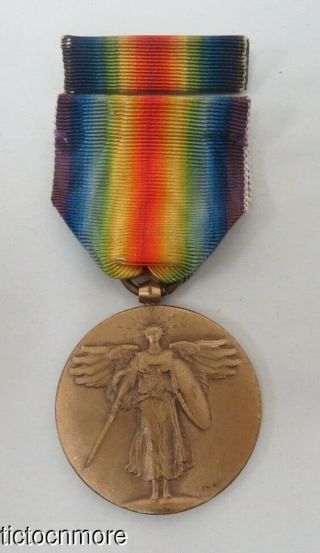 Wwi Us Victory Medal Great War For Civilization W/ Ribbon Bar