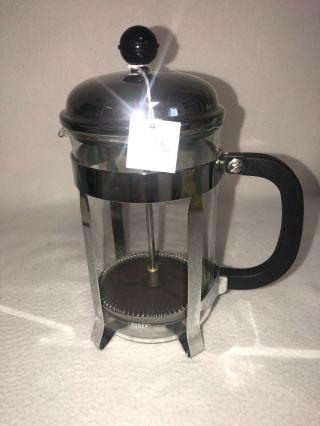 Vintage Pyrex French Coffee Press Chrome 8.  5” Tall Gently