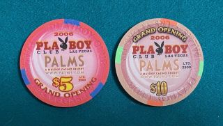 Palms Playboy Club Las Vegas,  Nevada $5 And $10 Grand Opening Casino Chips