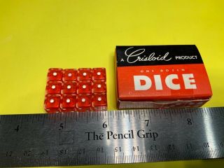 6 Boxes Of 12 Vintage Old Stock Crisloid Dice Light Red