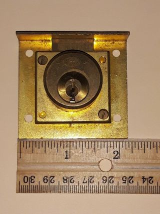 Antique Brass Slot Machine Or Trade Stimulator Lock W/ 2 Keys Corbin