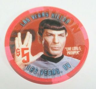 Star Trek Mr.  Spock $5 Casino Chip Las Vegas Hilton 2003 Limited Edition 1000