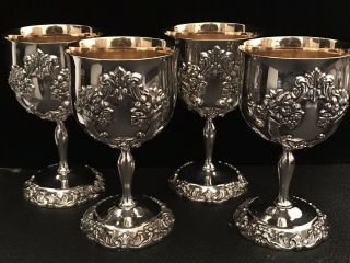 Reed & Barton King Francis Silverplate Goblets 1662 (qty 4) 2