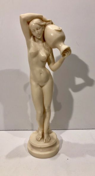 Vintage A.  Santini 11 " Nude Woman With Grecian Urn Figurine Italy