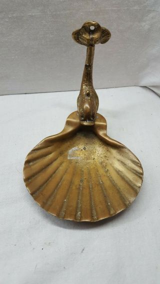 Vintage Koi Fish Shell Solid Brass Wall Soap Dish
