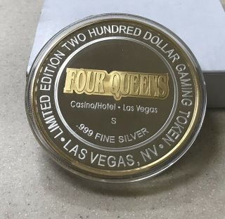 Four Queens $200 One Troy Pound.  999 Fine Silver I Luv Las Vegas Gaming Token