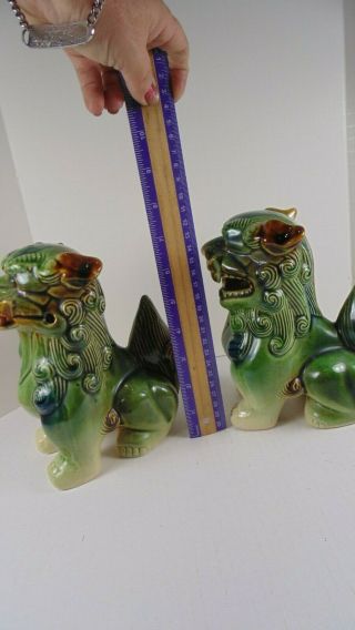 Pair Vintage Chinese Asian Ceramic Foo Dogs Fu Lions 7” 3