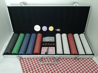 500pcs Poker Chip Set Aluminum Carry Case Texas Hold 