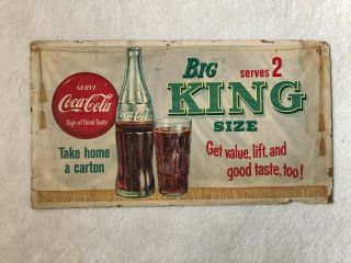 Vintage,  " Uncommon " 1958 Coca Cola Cardboard,  " Big King Size " Sign