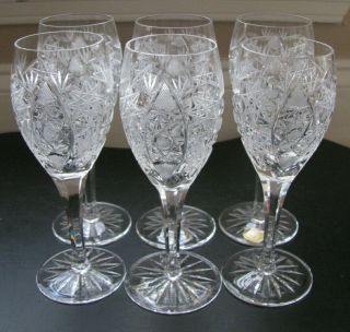 Vintage Bohemia Czech Crystal 24 Wine Glasses - Set 6
