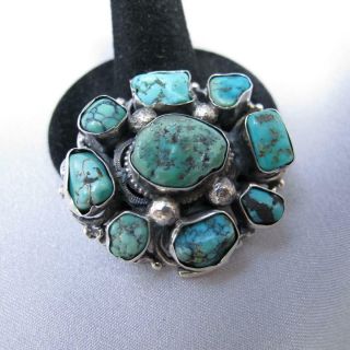 Vintage Old Pawn Navajo Sterling Silver 925 Turquoise Brooch Pin 26g A860