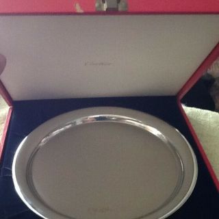 Vintage Cartier Pewter 11 " Serving Tray - Charger W Box And Protector Sleeve