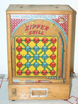 Vintage Zipper Skill Pinball Game Trade Stimulator Gumball Machine 1932 Binks Co