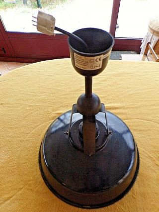 Ancienne Grande Lampe De Métier Indus - Lustre En Tôle émaillée Noire Vintage