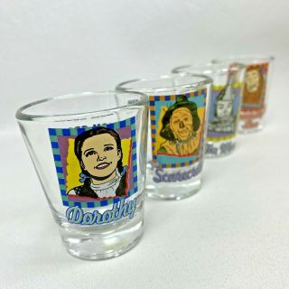 Vintage 1997 Wizard Of Oz Mgm Grand Shot Glasses Dorothy Scarecrow Tinman & Lion