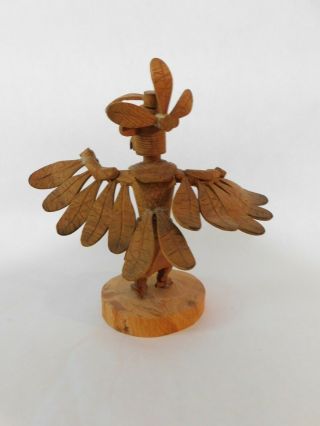 Hopi Katsina Eagle Tribal Warrior Dancing Carved Wood Figure Signed R Flatero 6 "