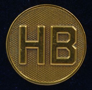 Post Ww1 U.  S.  Army Gilt Collar Disk " Hb " Howitzer Battery ? Hawaii Battalion ?