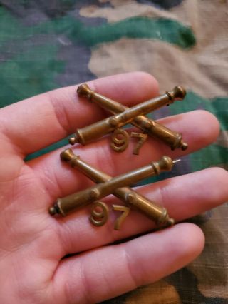 Wwi Us Army 97th Field Artillery Battalion Officers Collar Insignia Pin Set