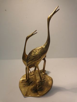 Family Of Solid Brass Mid - Century,  Vintage,  Heron/crane - Statue