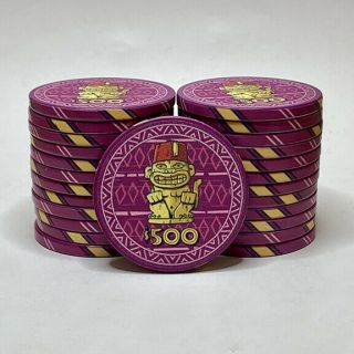 Tiki Kings 50 Ceramic Poker Chips $500 Denomination Us