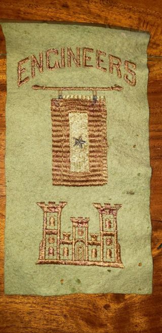 Us Army Aef Ww1 - Engineers Corps - Wool Banner 1914 - 1918