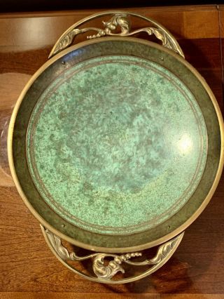 Art Deco 1920s Arts & Crafts Carl Sorensen Bronze Verdigris Tray Bowl