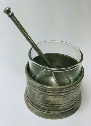 Vintage Cosi Tabellini Pewter And Glass Salt Dish With Spoon