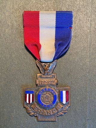 Wwi American Legion 1917 - 1927 French National Convention Medal - Vintage