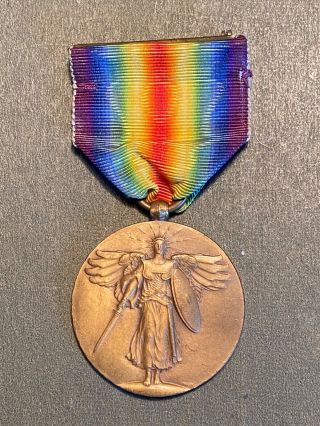 Wwi Victory Medal - The Great War For Civilization - Bronze With Ribbon Attached