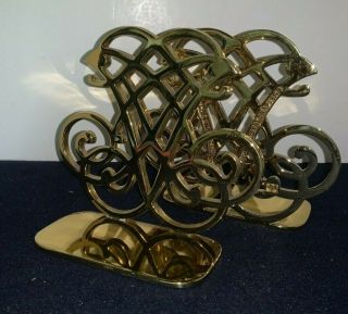 (pair) Virginia Metalcrafters Thomas Jefferson Cypher Brass Bookends