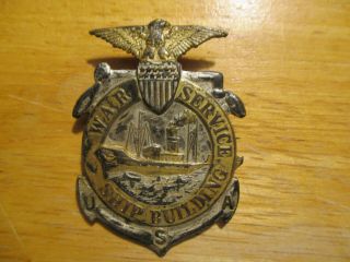 Vintage Wwi War Service Ship Building Badge/pin Numbered - 75495
