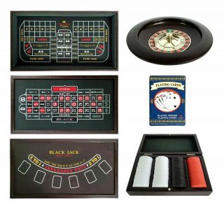 Full Size Portable 3 In 1 Casino Gaming Table Black Jack Roulette Craps