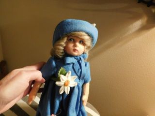 Lenci Cloth Doll Italy Vintage in Blue Felt Outfit w/ Tag 2