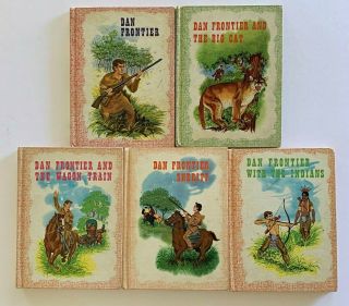 5 Vintage Dan Frontier Books - Sheriff,  With The Indians,  Big Cat,  Wagon Train