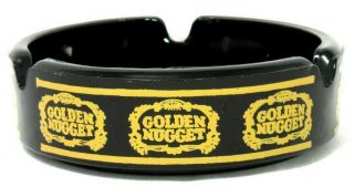 Vintage Golden Nugget Las Vegas Casino Black Glass Ashtray