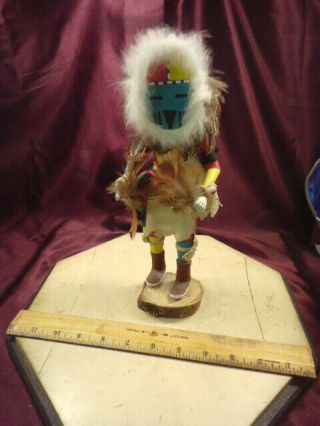 11” " Sun Face " Kachina Doll Signed " By R.  Ab.  " -