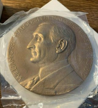 William Gibbs Mcadoo,  Secretary Of The Treasury 3 " Solid Bronze Medal,