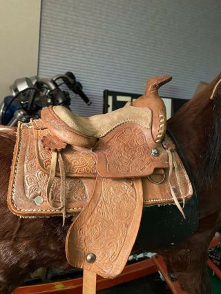 Vintage Western Saddle Salesman Sample Size Made In Mexico Leather Model 801