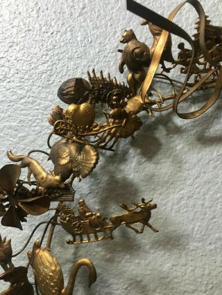 Vintage Dresden Petite Choses Brass Wreath with Christmas & Animal Figures 17 