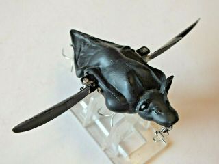 Vintage Unknown Lure " Rare " Extra Large Size " Black Bat " Surface Crawler