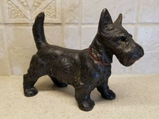 Vintage Cast Iron Scotty Dog Terrier Figure Hubley 5 " X 6 3/4 "