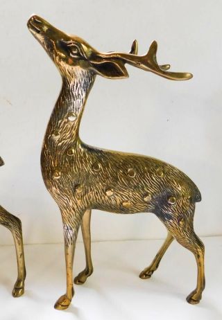 Vintage Solid Brass Spotted Buck Doe Deer Figures Mid Century Leonard Silver 2