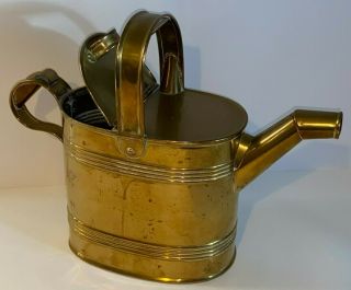 Vintage Brass Watering Can Made In England 5 - Home & Garden Décor 10.  5 " Tall
