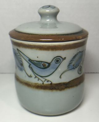Vintage Signed Ken Edwards Mexican Pottery Small Sugar Or Spice Jar With Lid