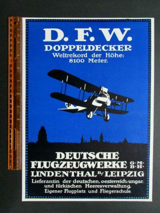 C.  1916 Wwi German Aviation Print Ad Deutsche Flugzeugwerke Dfw C.  V