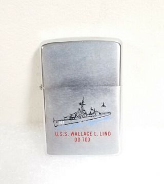 Vintage Zippo Lighter Us Navy Uss Wallace L Lind Dd 703 Ship